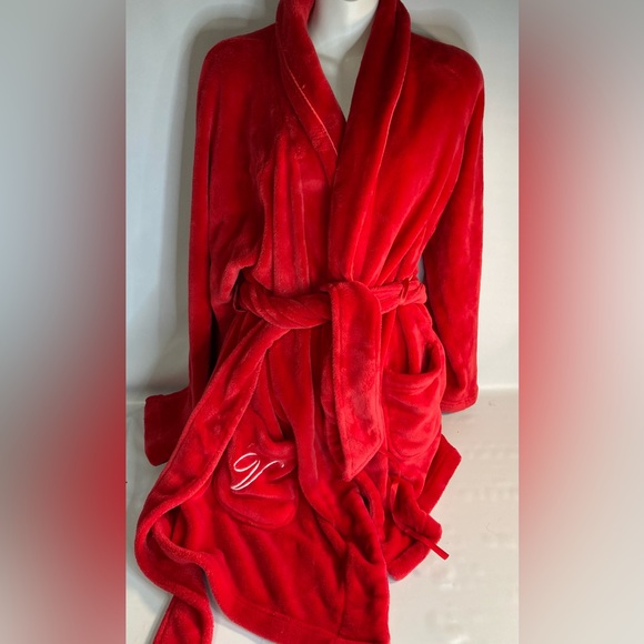 Victoria Secret red fleece kimono red robe M/L - Picture 1 of 4